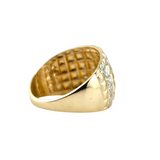 Two Tone Quilted Cigar Band Ring 10k Yellow and White Gold - Size 7.5