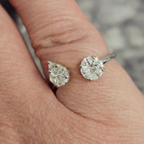 0.56 CTW Diamond Cluster Toi et Moi Ring 14k White Gold - Size 6.5