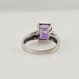 2.86Ct. Amethyst and Diamond Ring 14k White Gold - Size 7