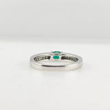 0.54 CTW Emerald and Diamond Ring 18k White Gold - Size 6.25