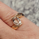 2.39Ct Morganite and Diamond Ring 14k Rose Gold - Size 6.25