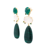 Sterling Silver Gold Vermeil Malachite, Green Onyx, Mother Pearl Doublet Necklace