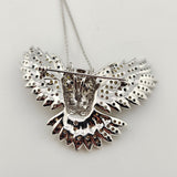 Sterling Silver Cubic Zirconia Owl Pin Pendant Necklace