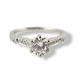 1.06 CTW Diamond Engagement Ring 14k White Gold - Size 6.5