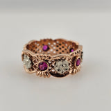 0.55 CTW Pink Sapphire Floral Band 14k Rose Gold - Size 8