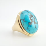 Southwestern Turquoise Ring 10k Yellow Gold - Size 11.25