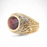 4.67Ct. Garnet and Diamond Ring 14k Yellow Gold - Size 7.5