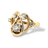 0.58CTW Old European Cut Diamond Ring 14k Yellow Gold - Size 5.5