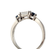 0.38CT. Diamond and Sapphire Ring 14k White Gold - Size 6.5