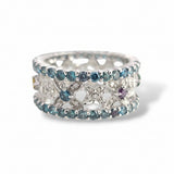 1.99 CTW Colorful Diamond Floral Band 14k White Gold - Size 7