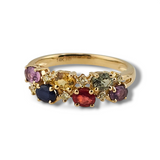 Color Sapphire Cluster Ring 14k Yellow Gold - Size 7