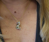 Multi-Gemstone Butterfly Pendant Necklace 14k Yellow Gold