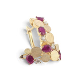 1.19 CTW Ruby and Diamond Geometric Hoop Earrings 14k Yellow Gold