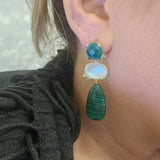 Sterling Silver Gold Vermeil Malachite, Green Onyx, Mother Pearl Doublet Necklace