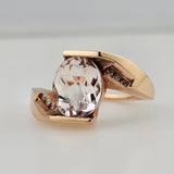 2.39Ct Morganite and Diamond Ring 14k Rose Gold - Size 6.25
