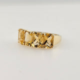 8.96Ct. Radiant Emerald Cut Citrine Ring 14k Yellow Gold - Size 7