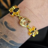 Sterling Silver Gold Vermeil Citrine Garnet Smoky Quartz Bracelet