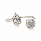 0.56 CTW Diamond Cluster Toi et Moi Ring 14k White Gold - Size 6.5