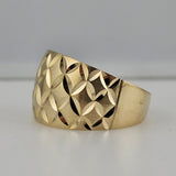 Diamond Cut Cigar Band 14k Yellow Gold - Size 9.75
