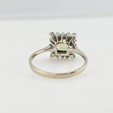Peridot and Tsavorite Ring 14k White Gold - Size 7.75