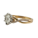 2.35 CTW Old European Diamond Engagement Ring 18k Yellow Gold & Platinum - Size 7.25