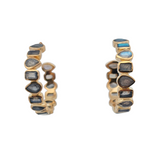 Sterling Silver Gold Vermeil Labradorite Hoop Earrings