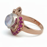 Moonstone Sapphire and Diamond Ring 14k Rose Gold - Size 5.75
