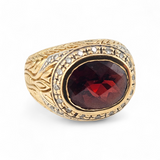 4.67Ct. Garnet and Diamond Ring 14k Yellow Gold - Size 7.5