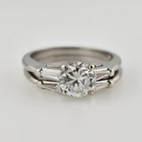 1.24 CTW Round Brilliant Cut Diamond Engagement Ring Set - Platinum - Size 6.5