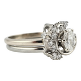 0.57 CTW Diamond Engagement Bridal Set 18k White Gold - Size 6.5