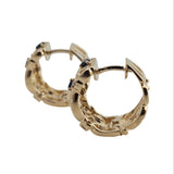 Sapphire and Diamond Hoop Earrings 14k Yellow Gold