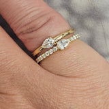 0.73 CTW Pear Cut Layered Diamond Ring 14k Yellow Gold Size 6.25