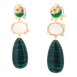 Sterling Silver Gold Vermeil Malachite, Green Onyx, Mother Pearl Doublet Necklace