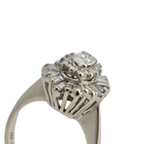 1.00 CTW Diamond Cluster Ring 14k White Gold Size 6.25