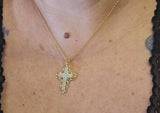 0.20 CTW Diamond Cross Necklace 14k Yellow Gold