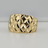 Diamond Cut Cigar Band 14k Yellow Gold - Size 9.75