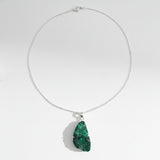 Sterling Silver Malachite Fiber Pendant Necklace