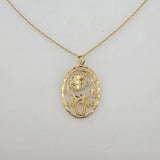 Floral Mom Charm Pendant Necklace 14k Yellow Gold