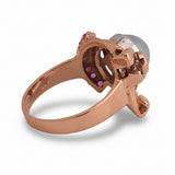 Moonstone Sapphire and Diamond Ring 14k Rose Gold - Size 5.75