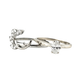 0.57 CTW Diamond Engagement Bridal Set 18k White Gold - Size 6.5