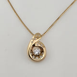 1.09 CTW Diamond Swirl Pendant Necklace 14k Yellow Gold