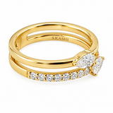 0.73 CTW Pear Cut Layered Diamond Ring 14k Yellow Gold Size 6.25