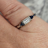 0.38CT. Diamond and Sapphire Ring 14k White Gold - Size 6.5
