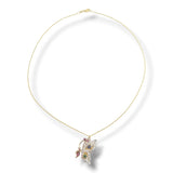 Multi-Gemstone Butterfly Pendant Necklace 14k Yellow Gold