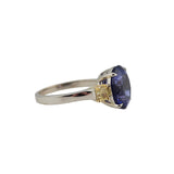 3.65Ct. Tanzanite and Diamond Ring 18k White and Yellow Gold - Size 6.75