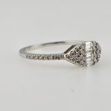 0.36 CTW Baguette & Round Diamond Ring 18k White Gold - Size 6.75