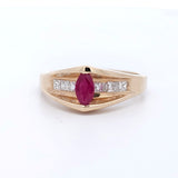 Ruby and Diamond Ring 14k Yellow Gold - Size 8.75