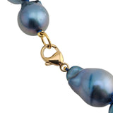 Silver Blue Baroque Pearl Necklace 14k Yellow Gold