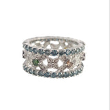 1.99 CTW Colorful Diamond Floral Band 14k White Gold - Size 7