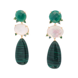 Sterling Silver Gold Vermeil Malachite, Green Onyx, Mother Pearl Doublet Necklace